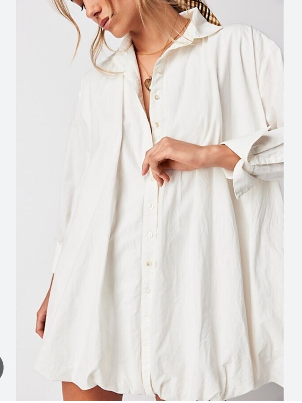 Free People Nova Ballon Oversized Button-Up Shirt Dress